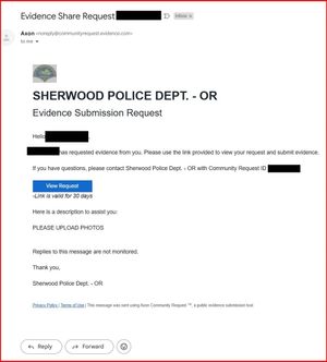 Images Of Evidence Sent To Sherwood Police Department