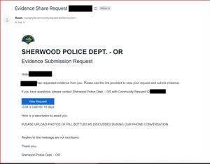 Images Of Evidence Sent To Sherwood Police Department