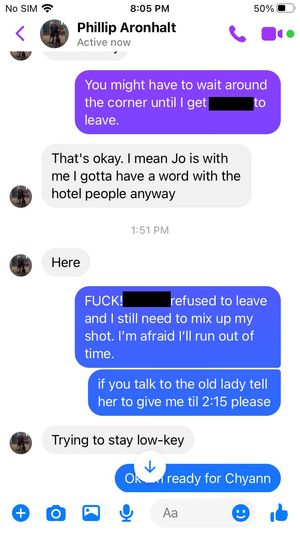 Messenger screenshots of hacker
