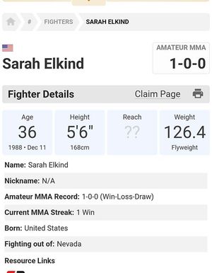 Sarah Elkind's professional MMA record