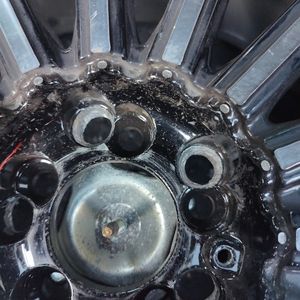 Photo of a tire a that with broken wheel studs